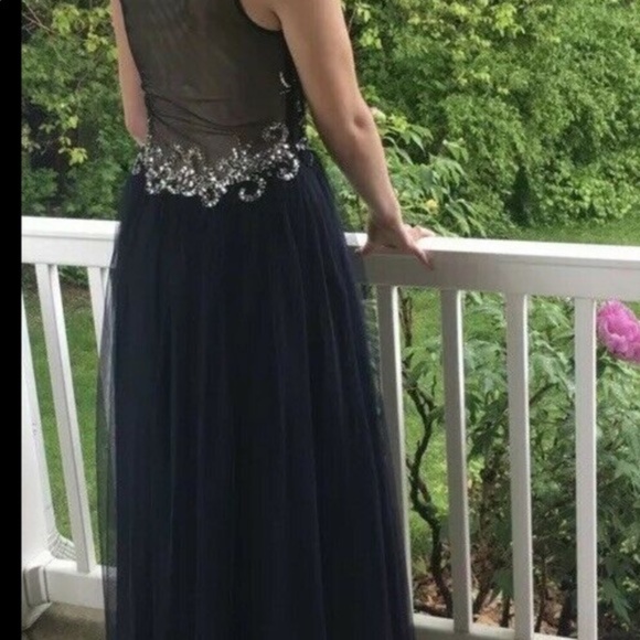 BLONDIE NITES Sz 1 Womens Navy Evening Party Ball Gown Prom Bridesmaid Long NEW - Picture 4 of 12
